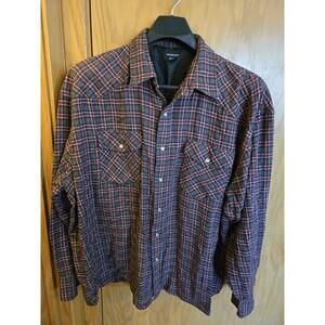 Northcrest Flannel Long Sleeve Button Shirt Mens PEARL SNAP BUTTONS SZ XXL